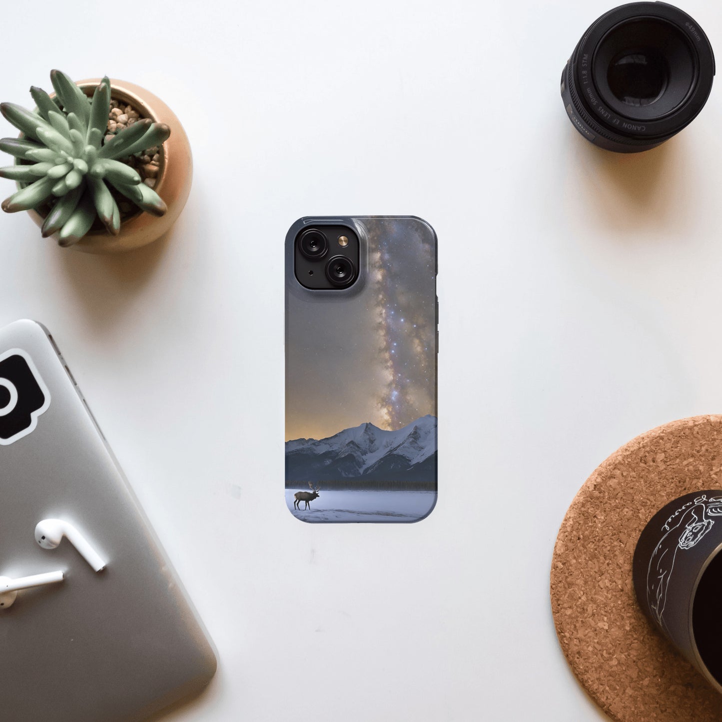 iphone 15 slim case - Milky Way with mountains