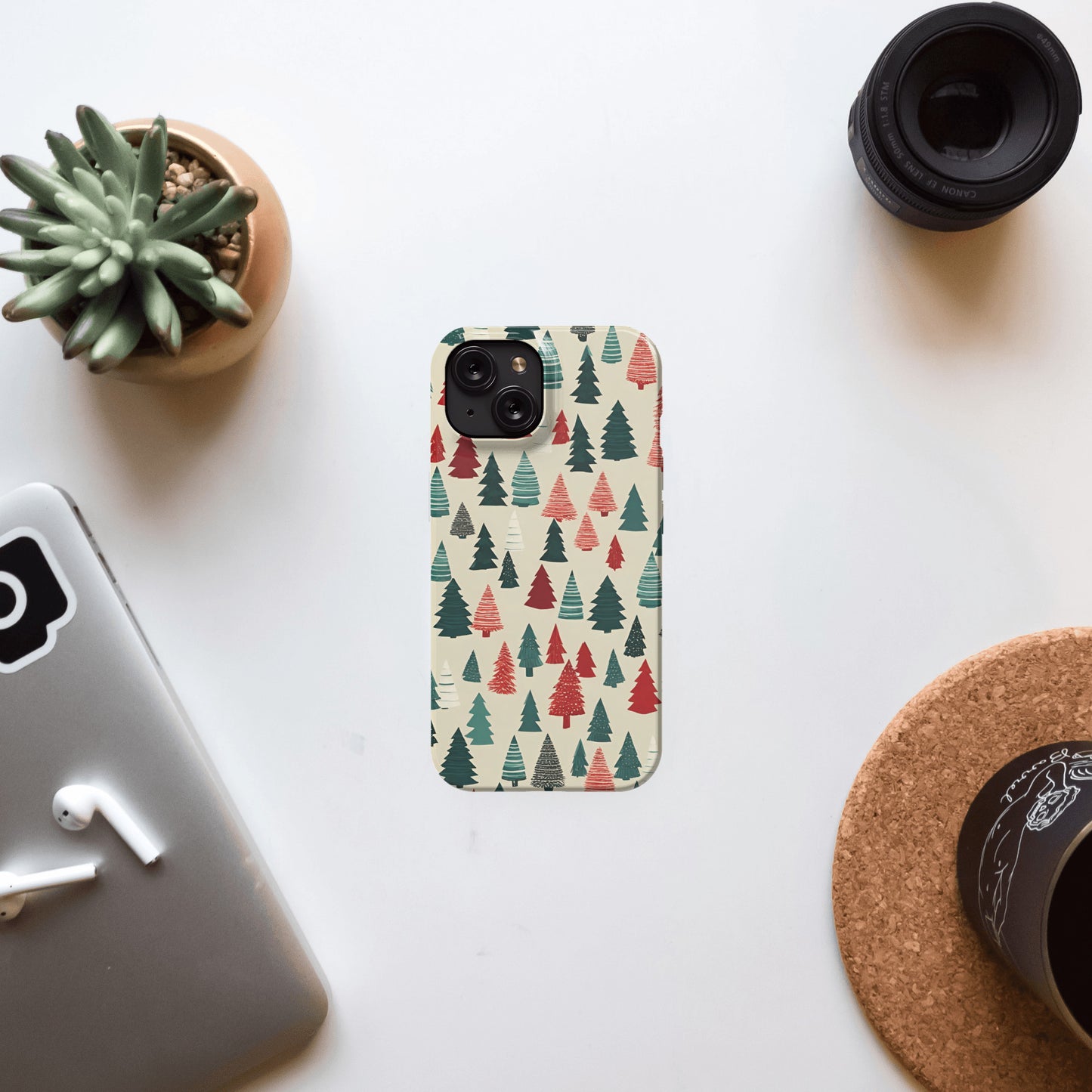 iPhone 15 slim case - Christmas tree pattern