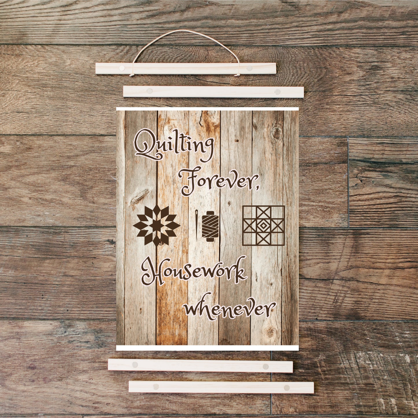 Quilting forever housework whenever hanging canvas sign gift for quilter gift for her wall art