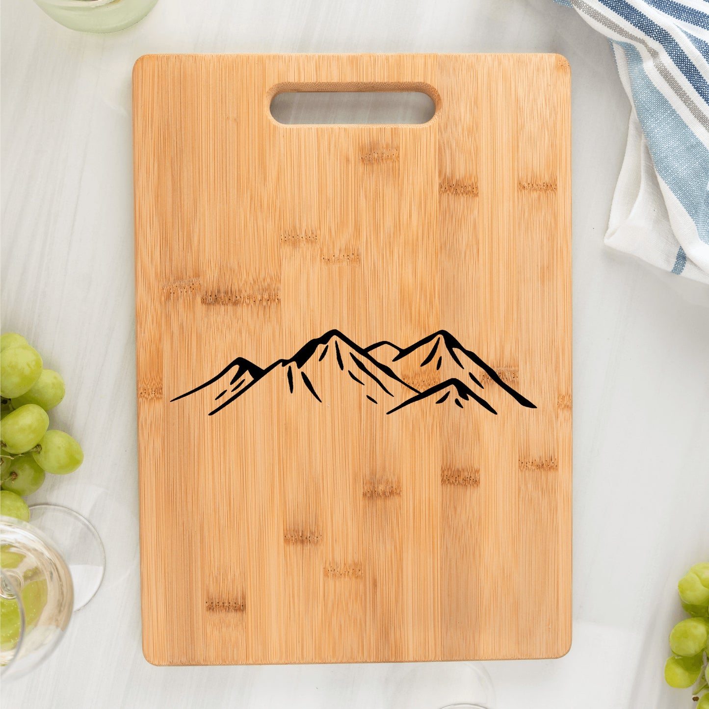 Mountains on cutting board