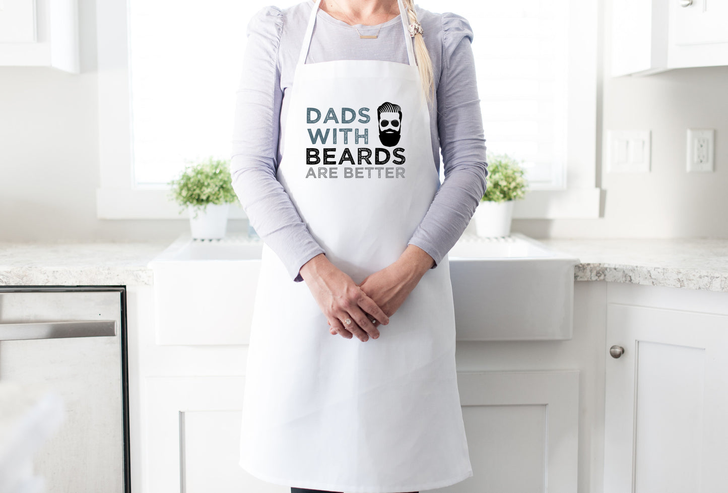 Dads with Beards are Better - White Classic Apron