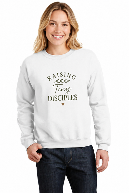 Raising Tiny Disciples Crewneck Sweatshirt | Christian Mom Sweatshirt | Faith-Based Mama Gift | Cozy Church Sweatshirt