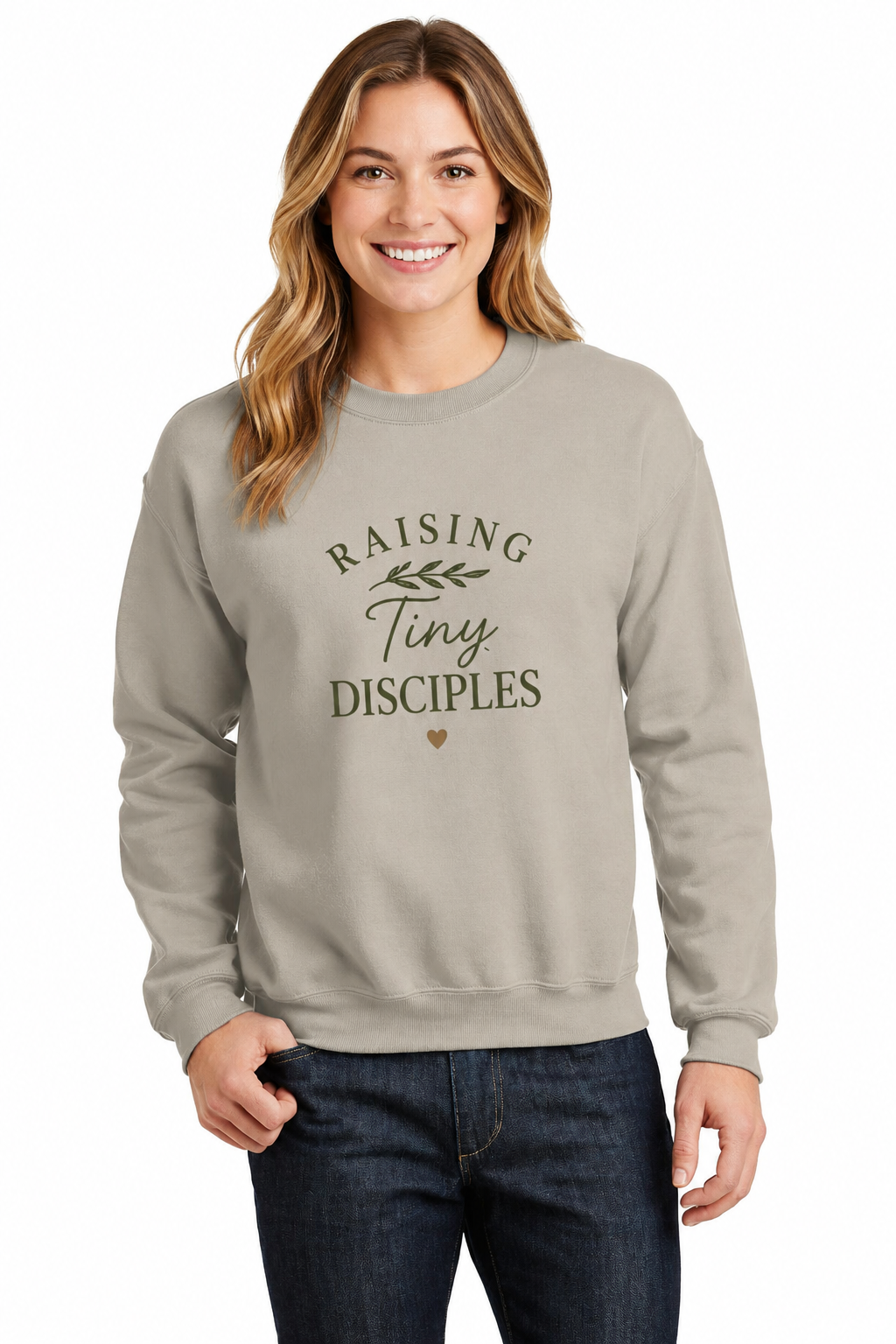 Raising Tiny Disciples Crewneck Sweatshirt | Christian Mom Sweatshirt | Faith-Based Mama Gift | Cozy Church Sweatshirt