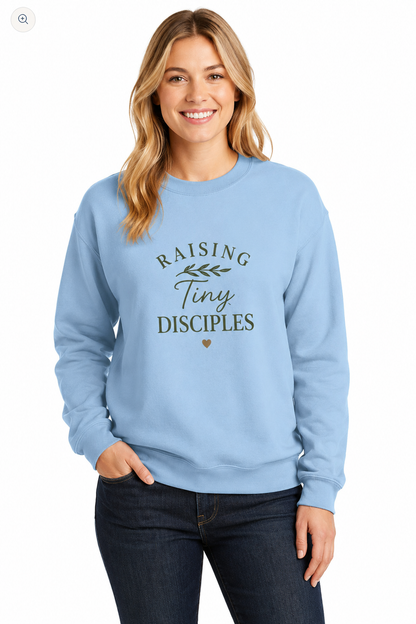 Raising Tiny Disciples Crewneck Sweatshirt | Christian Mom Sweatshirt | Faith-Based Mama Gift | Cozy Church Sweatshirt