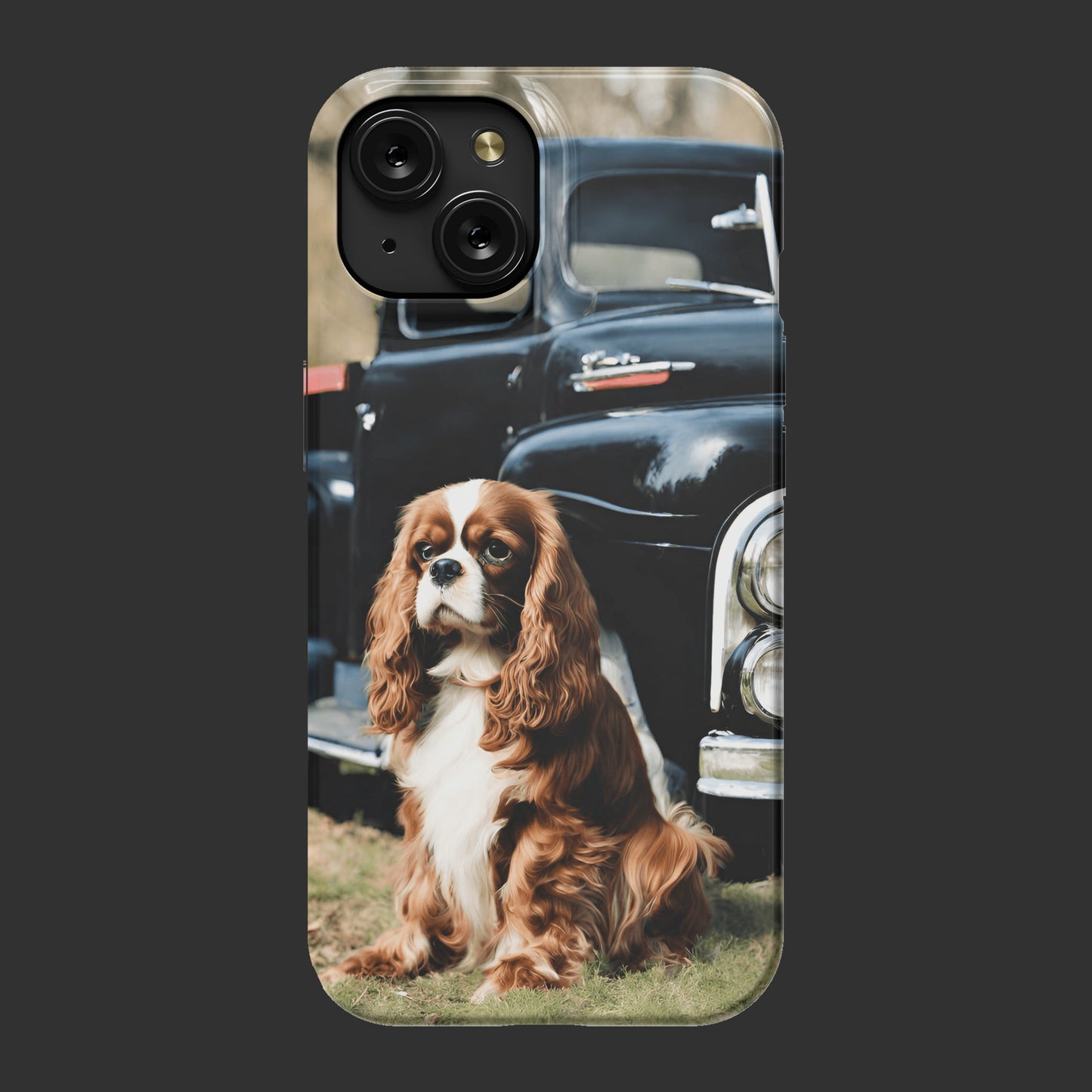Cavalier King Charles Spaniel with Ford Truck - iphone 15 slim case