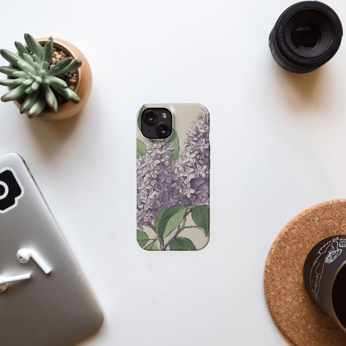 iphone 15 slim case, Lilac flowers design