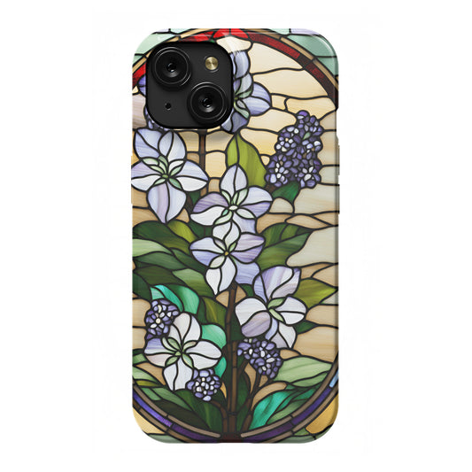 iphone 15 slim case, Lilac flowers as stain glass design 1
