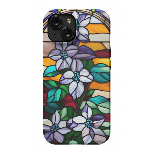 iPhone 15 slim case, Lilac flowers as stain glass design 2