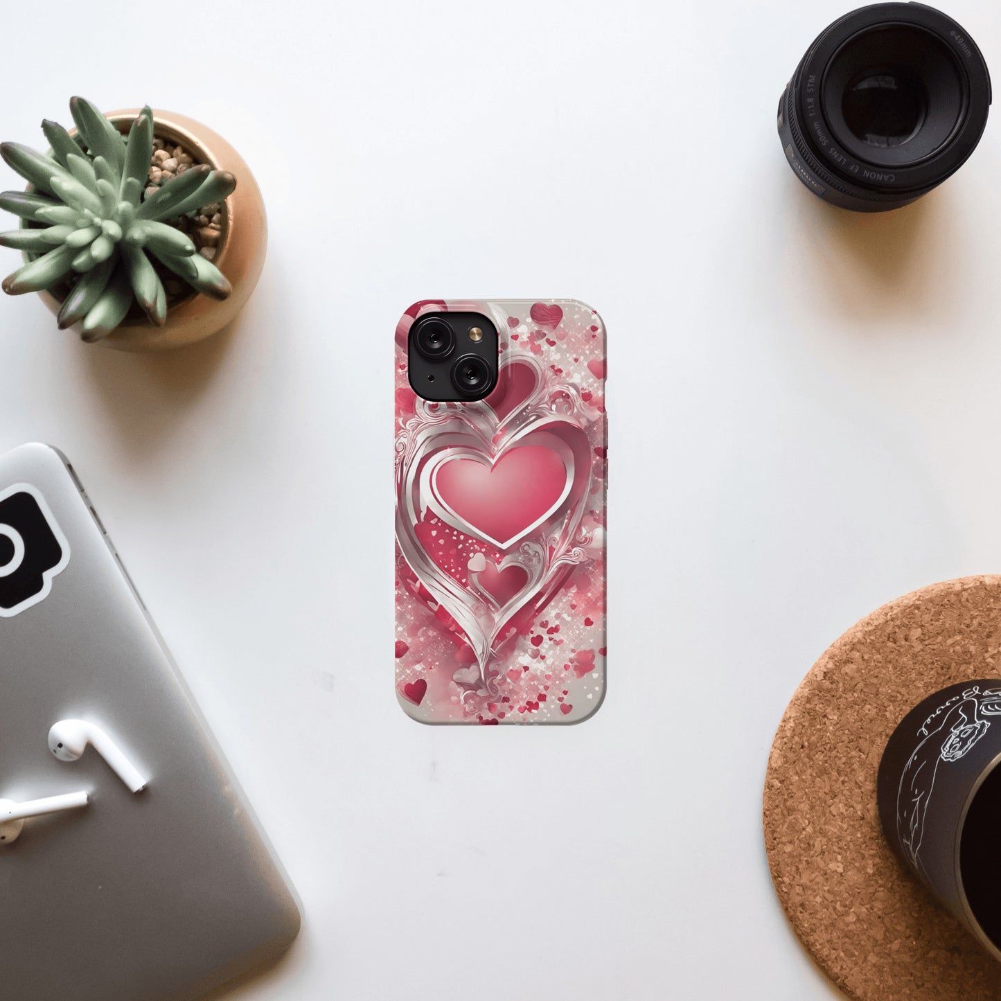 iphone 15 slim case, Valentine's Day Heart design 1