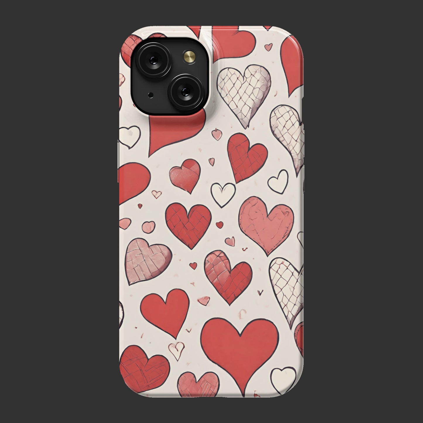 iPhone 15 slim case, Heart pattern