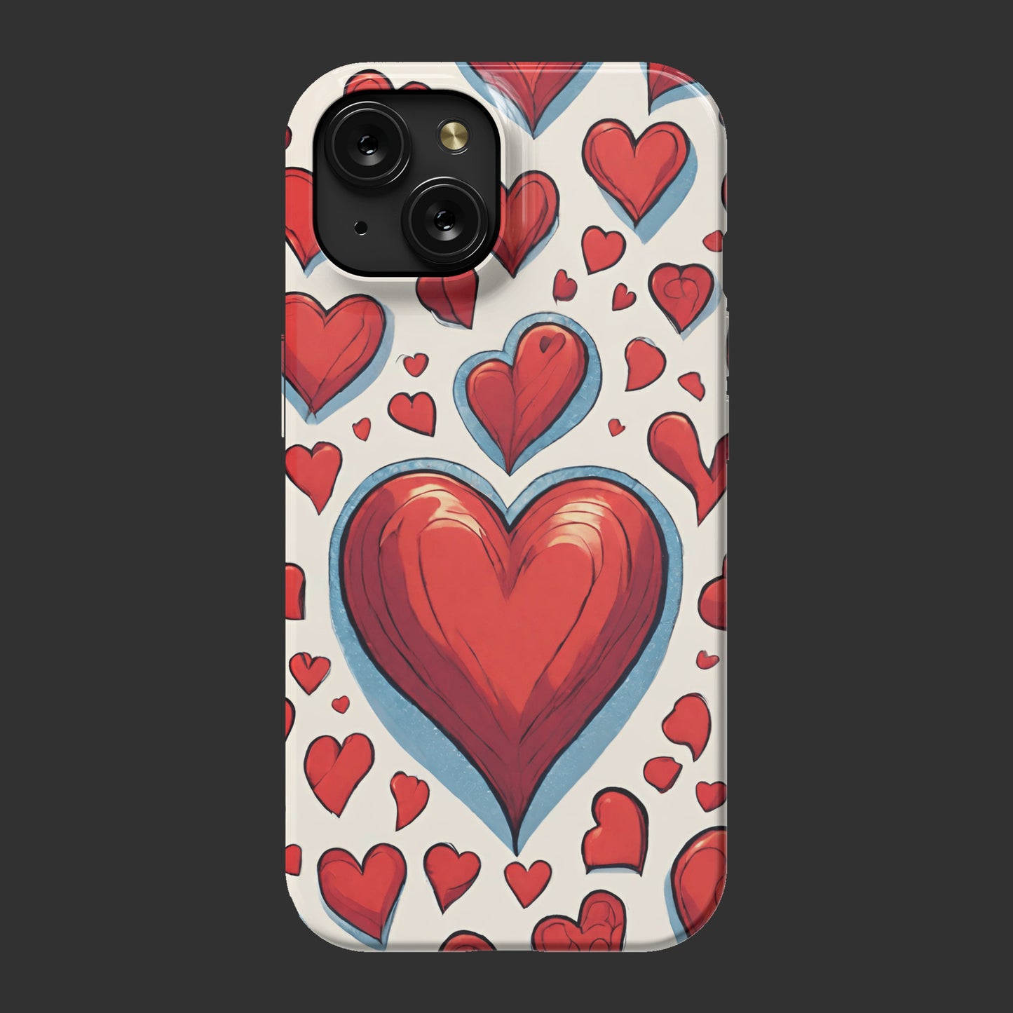 iPhone 15 slim case, Hearts Valentine's Day