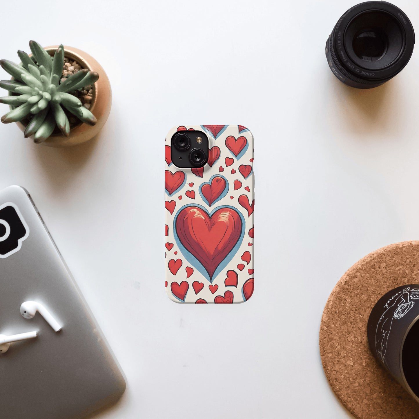 iPhone 15 slim case, Hearts Valentine's Day