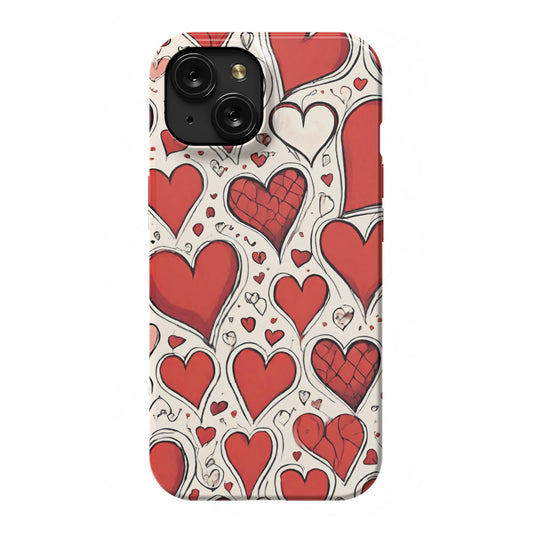 iPhone 15 slim case, Heart design 2, Valentine's Day