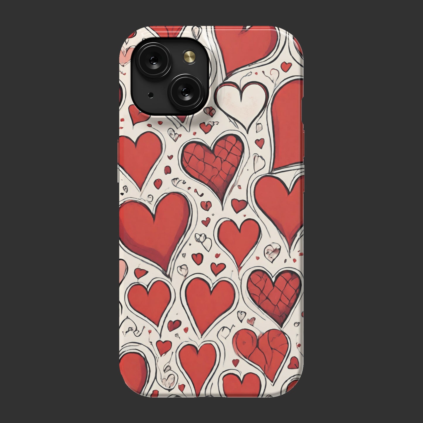 iPhone 15 slim case, Heart design 2, Valentine's Day