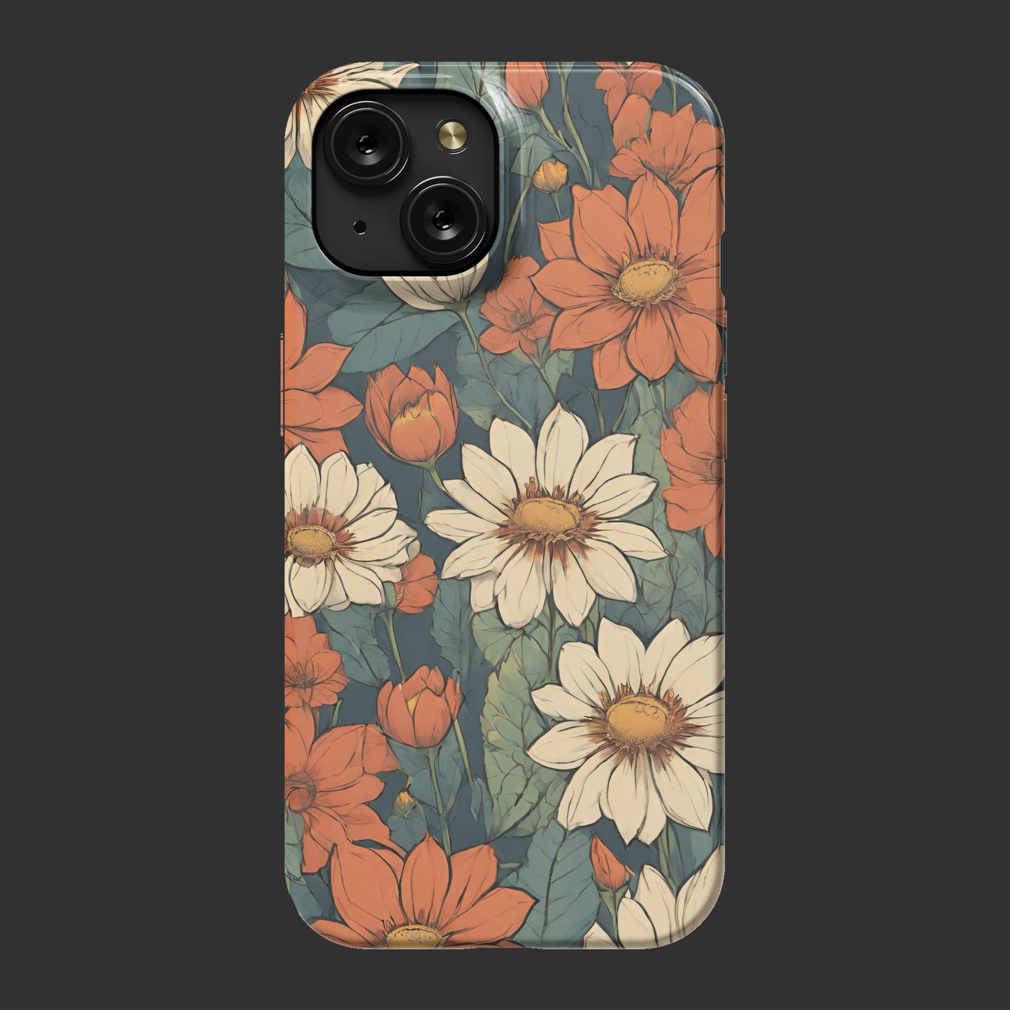 iPhone 15 slim case, flowers 3