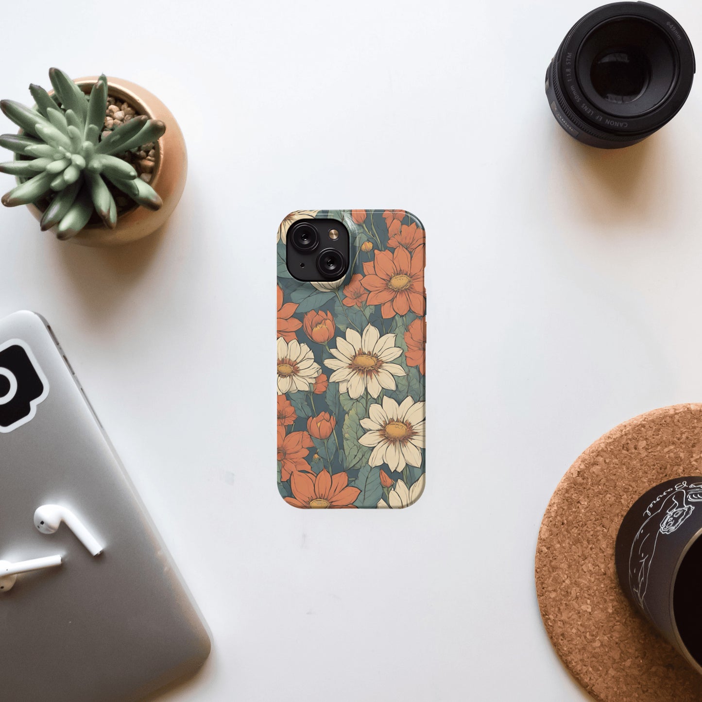 iPhone 15 slim case, flowers 3