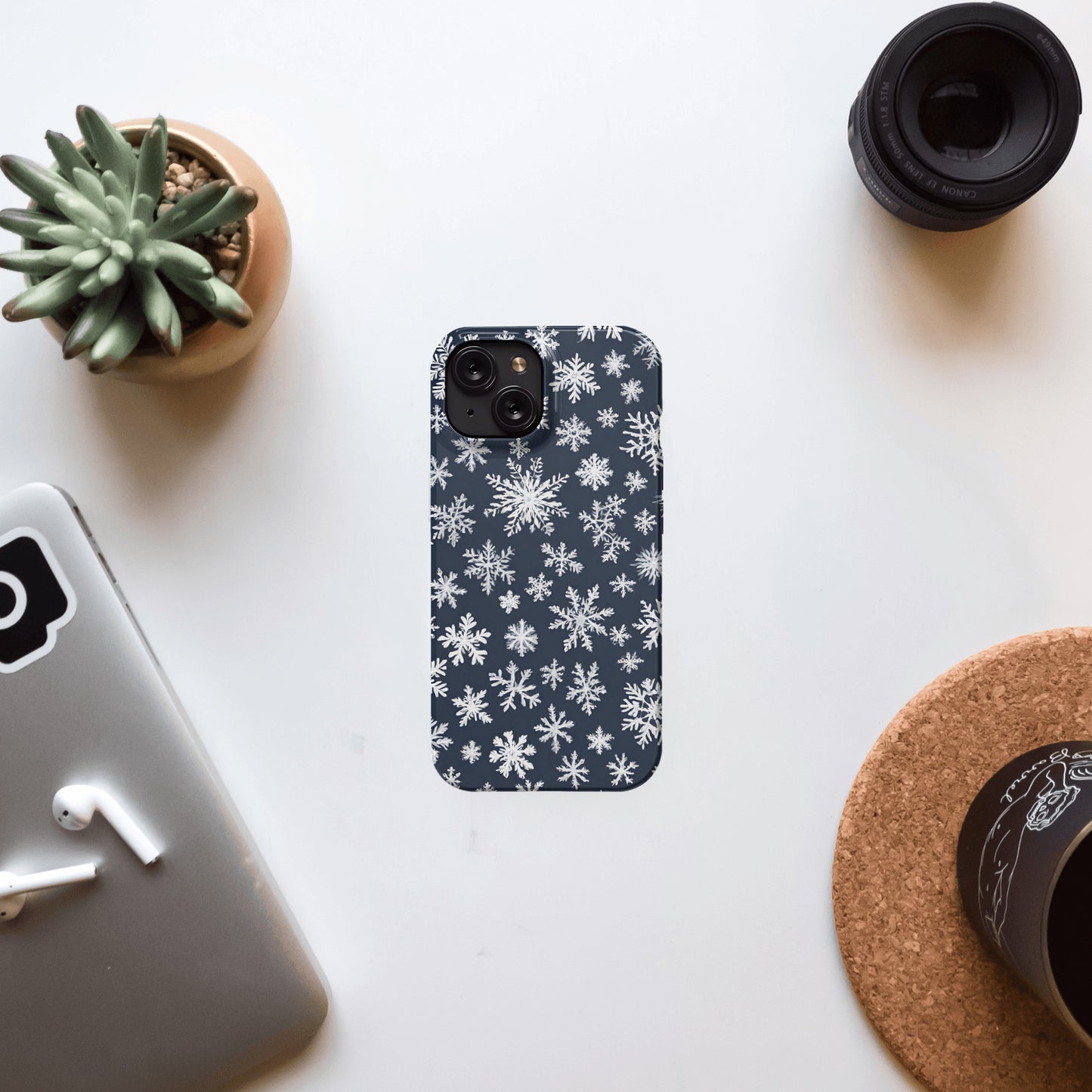 iPhone 15 slim case, snowflakes 2