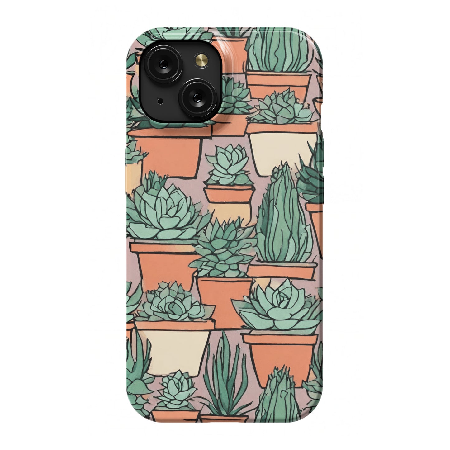 iPhone 15 slim case, Succulents pattern