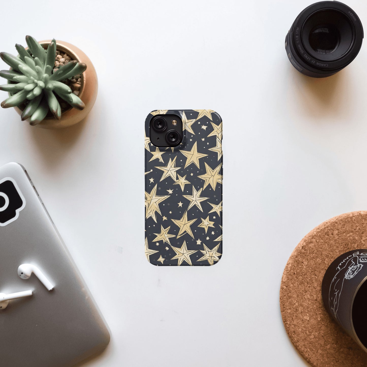 iPhone 15 slim case, star pattern