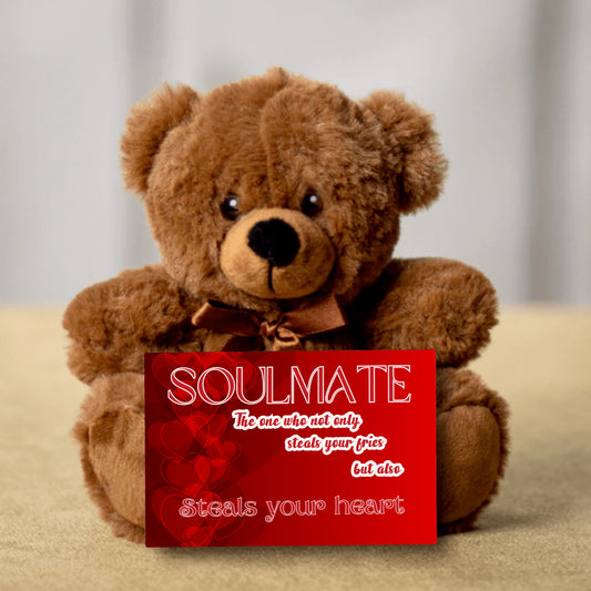 Soulmate the one who not only steal your fries but also your heart, red - Teddy Bear
