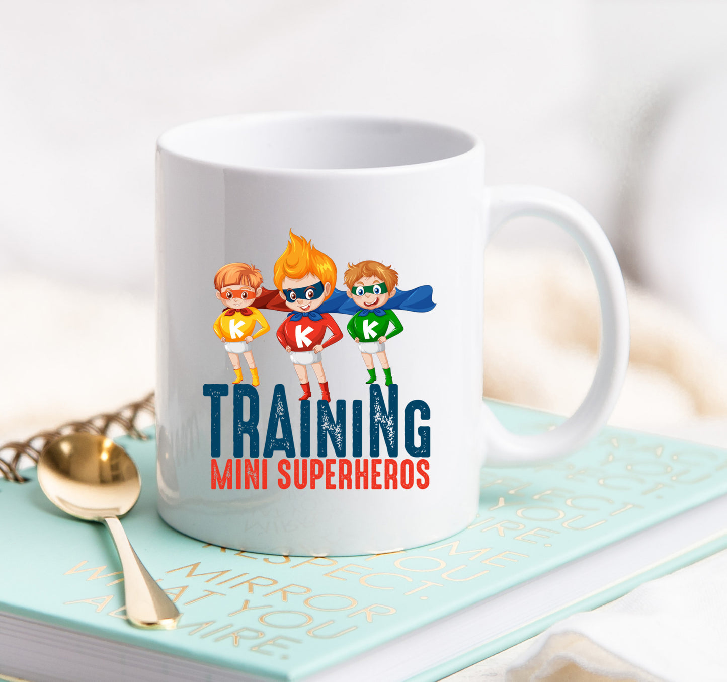 Training mini super heroes Mug 15 oz