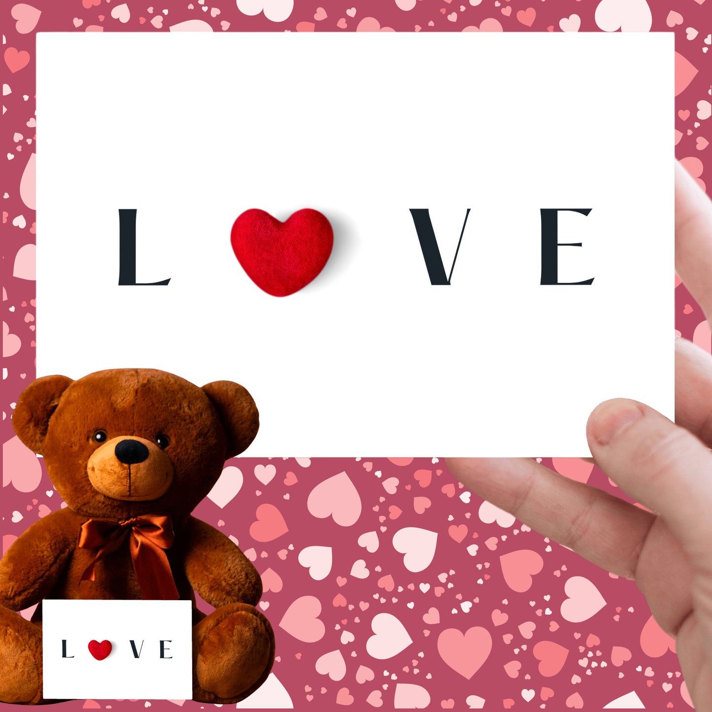 Love with a heart sign you can write on the back with Teddy Bear