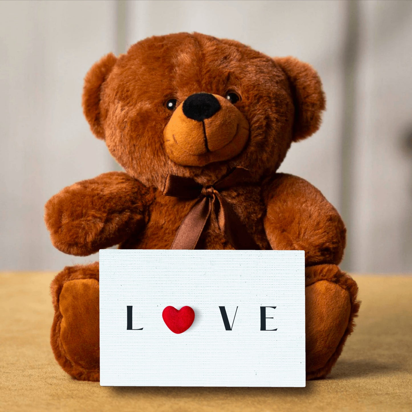 Love with a heart sign you can write on the back with Teddy Bear