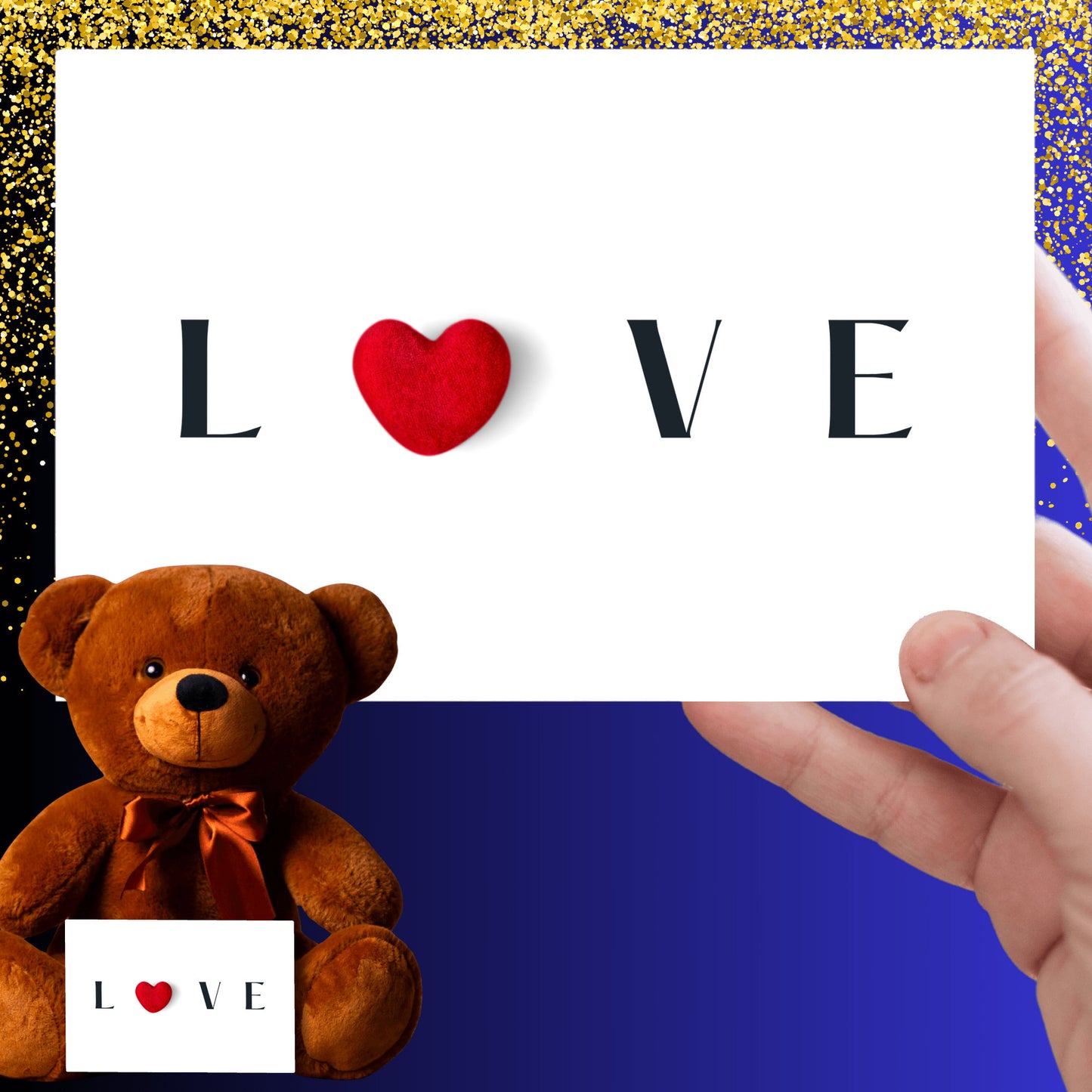 Love with a heart sign you can write on the back with Teddy Bear