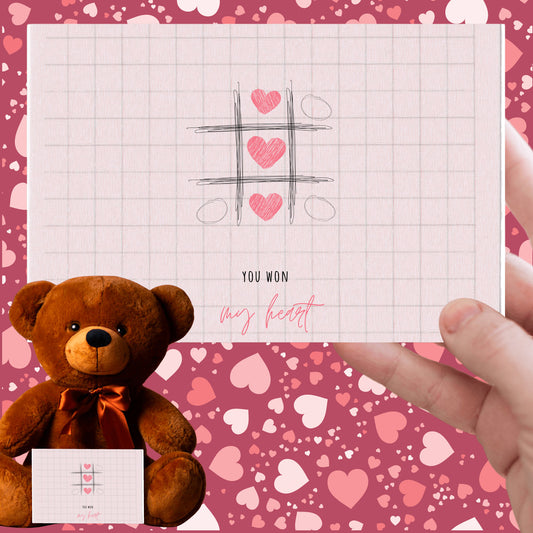 You won my heart tic tac toe valentine teddy bear