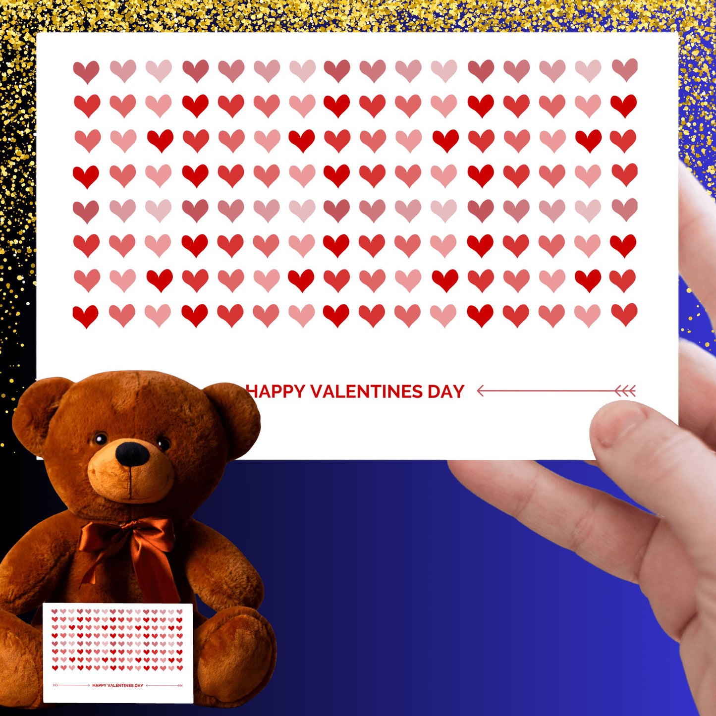 Happy Valentine's Day can write on back of card Teddy Bear 3 sizes