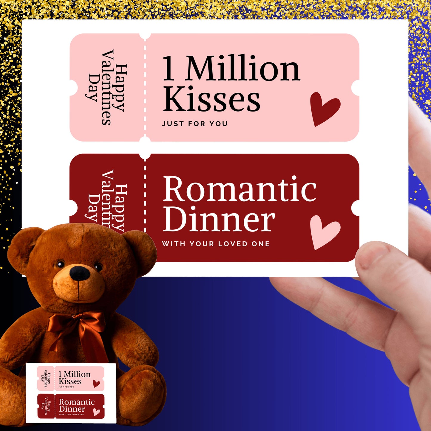 1 million kisses romantic dinner coupons happy valentine's day teddy bear 3 sizes
