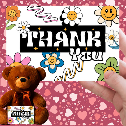 Thank You gift with card with Teddy Bear write on the back 3 sizes