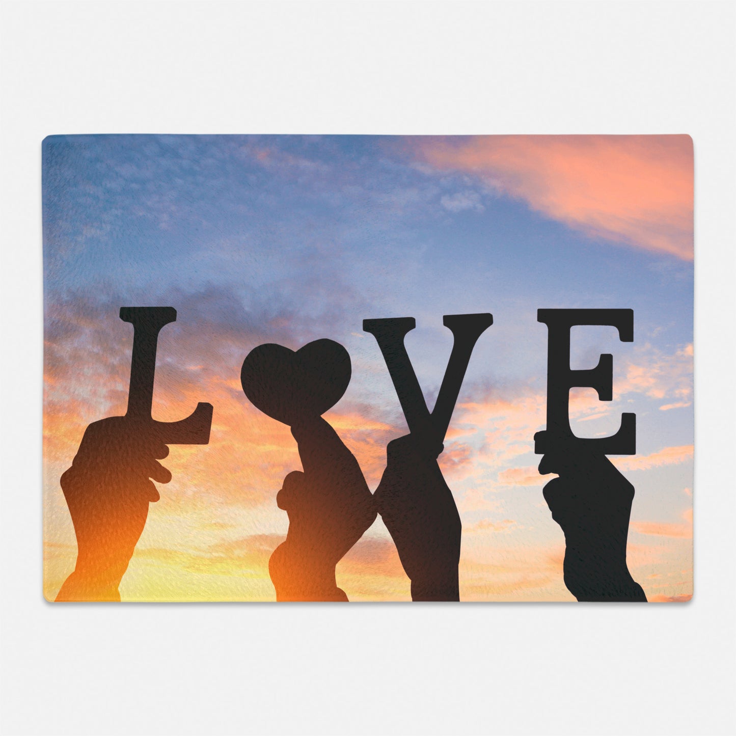 Love on a glass cutting board for gift