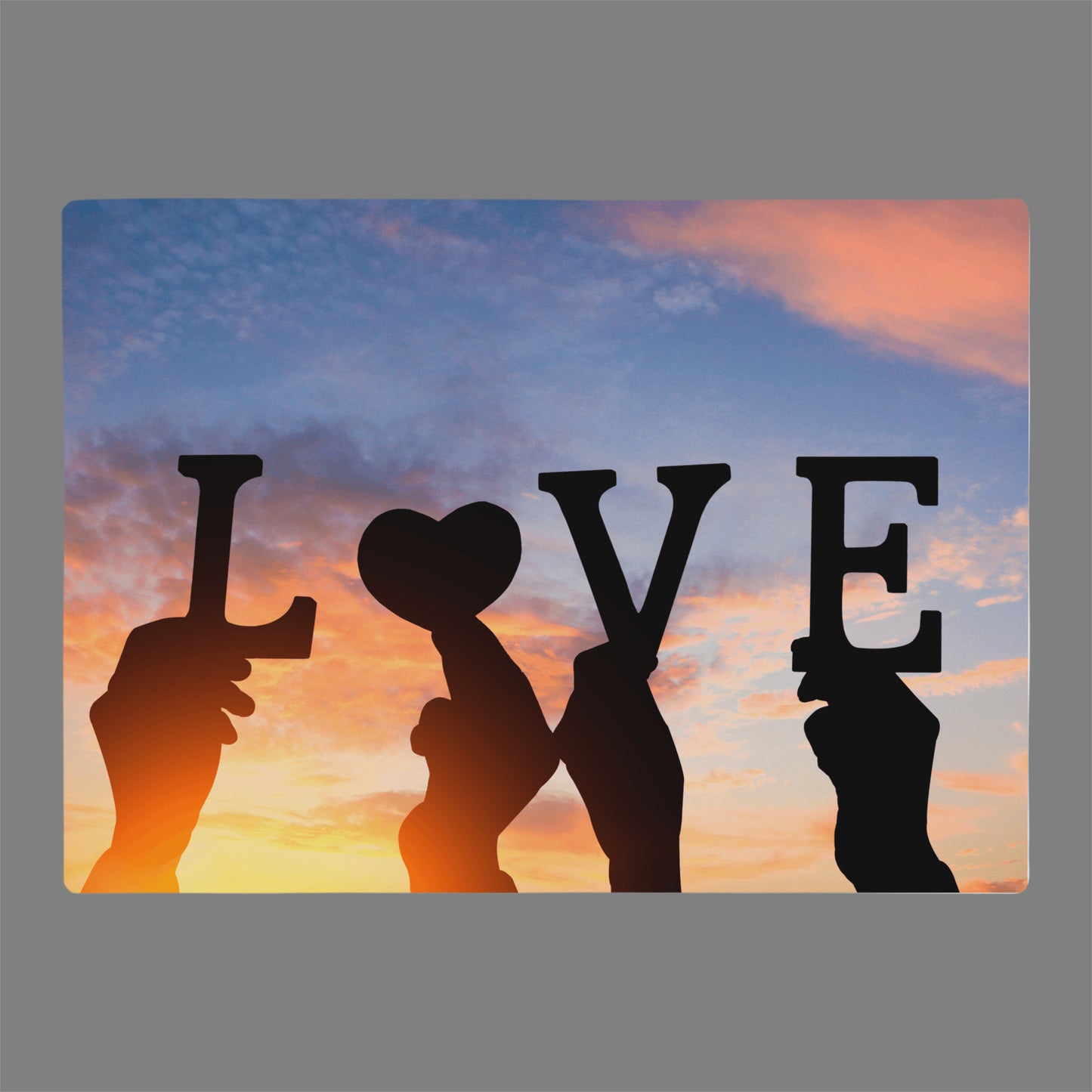 Love on a glass cutting board for gift