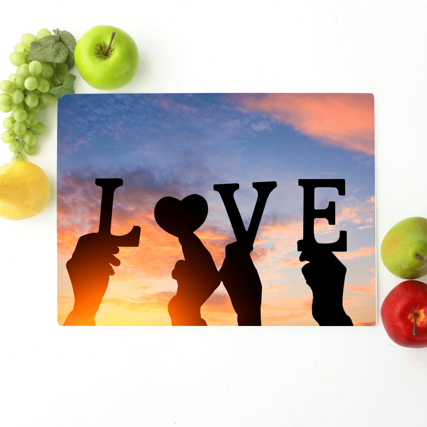 Love on a glass cutting board for gift