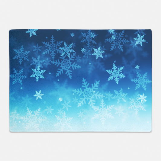 Snow flakes on glass cutting board for gift