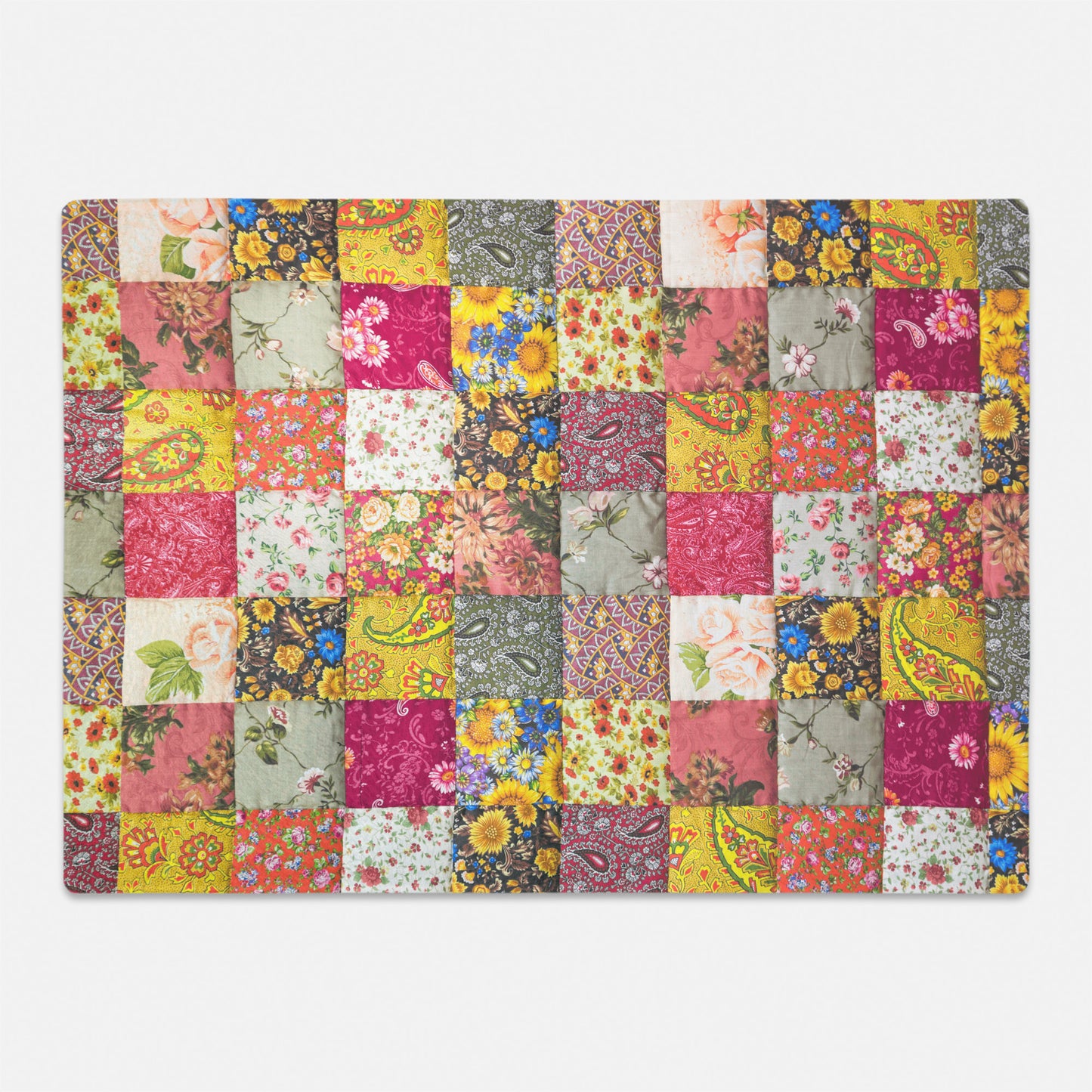 Patch work quilt squares printed on glass cutting board gift for quilters