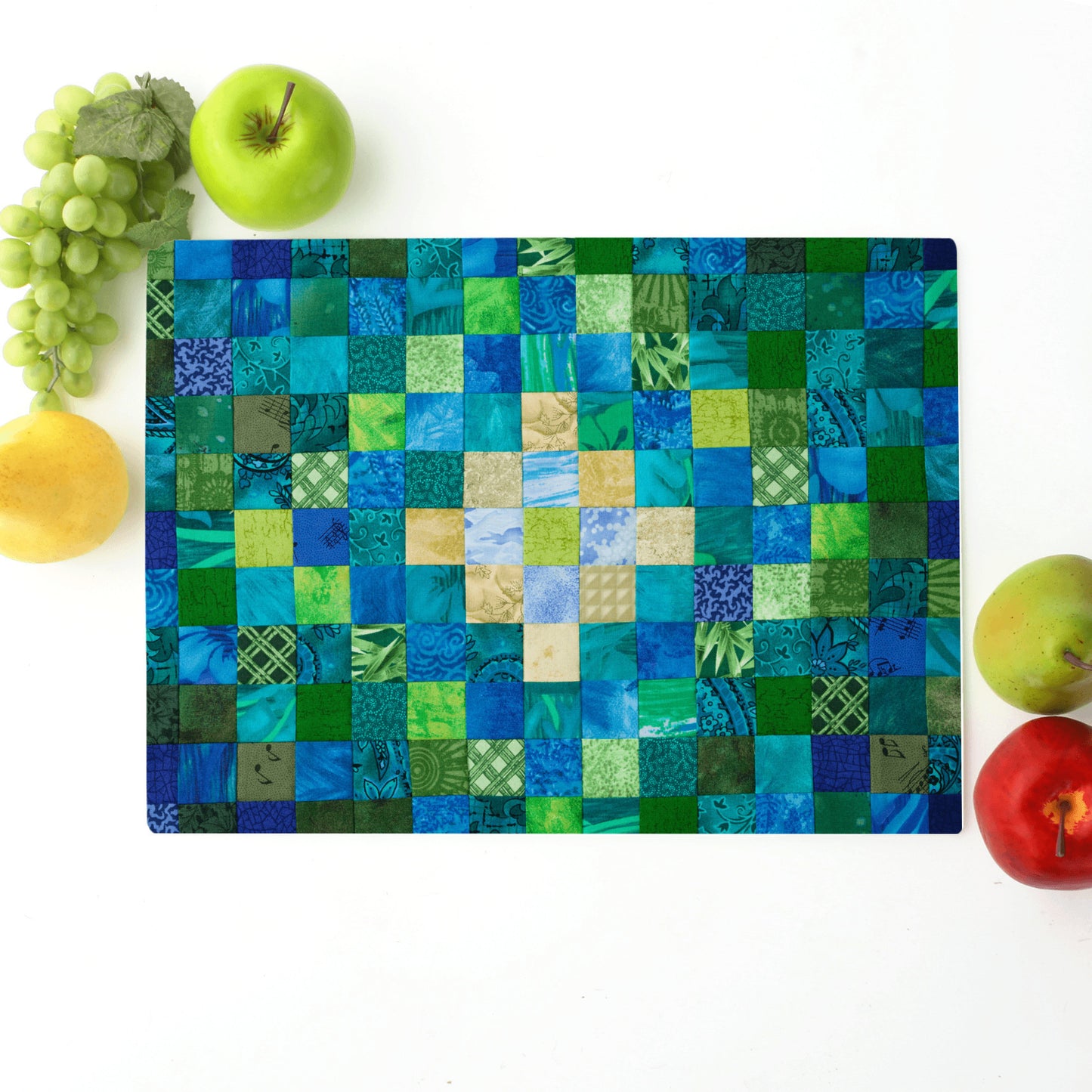 Patch work quilt square pattern printed on glass cutting board gift for quilters