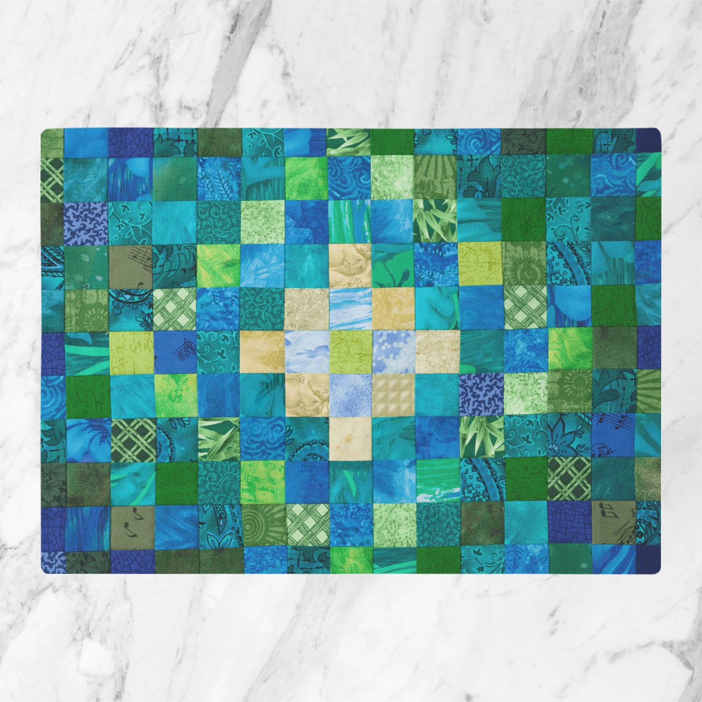 Patch work quilt square pattern printed on glass cutting board gift for quilters