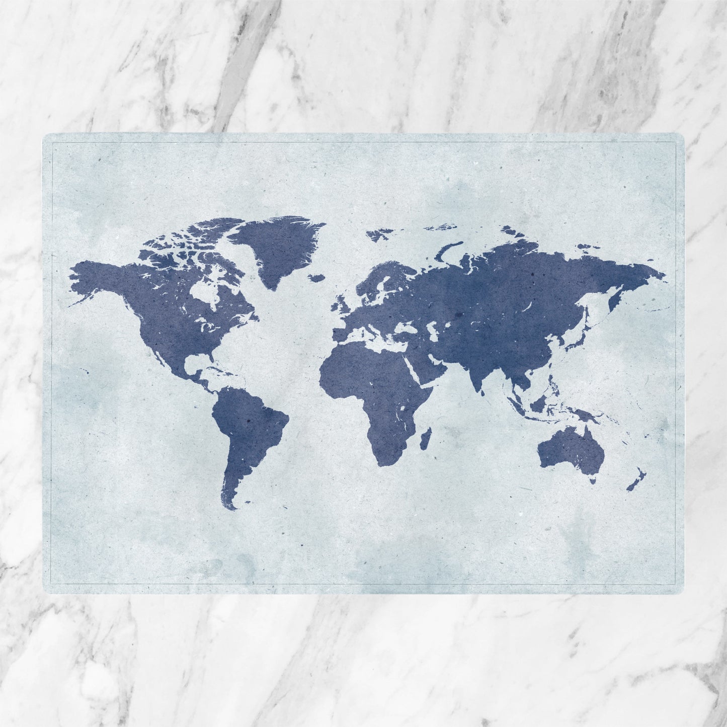 World Map blue printed on a glass cutting board great gift idea