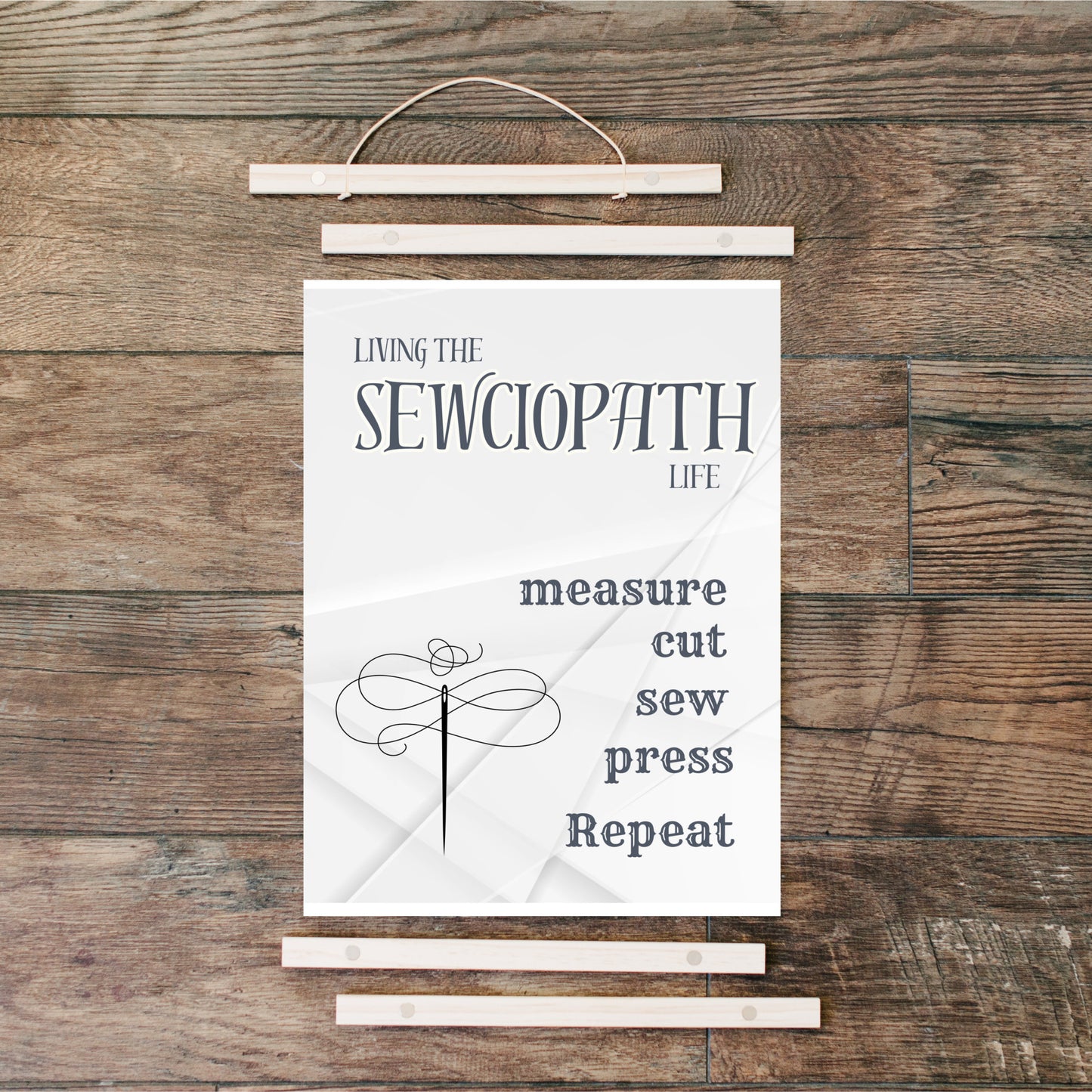 Living the sewciopath life measure cut sew press repeat canvas wall art gift for sewers gift for quilters