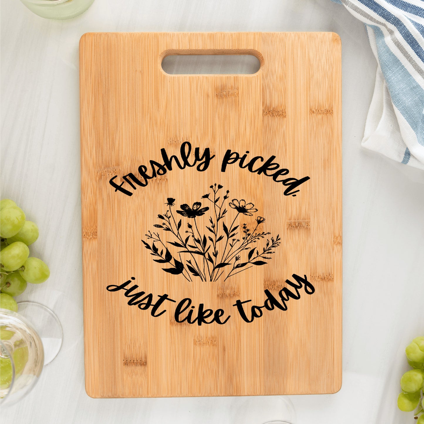 Freshly Picked, Just like today, cutting board, flowers