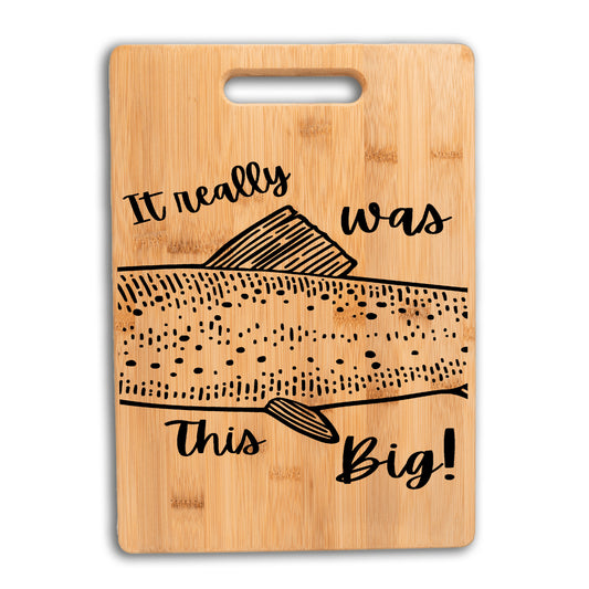 Fish bamboo cutting board, bread board, gift for fisherman, fishing funny, It really was this big