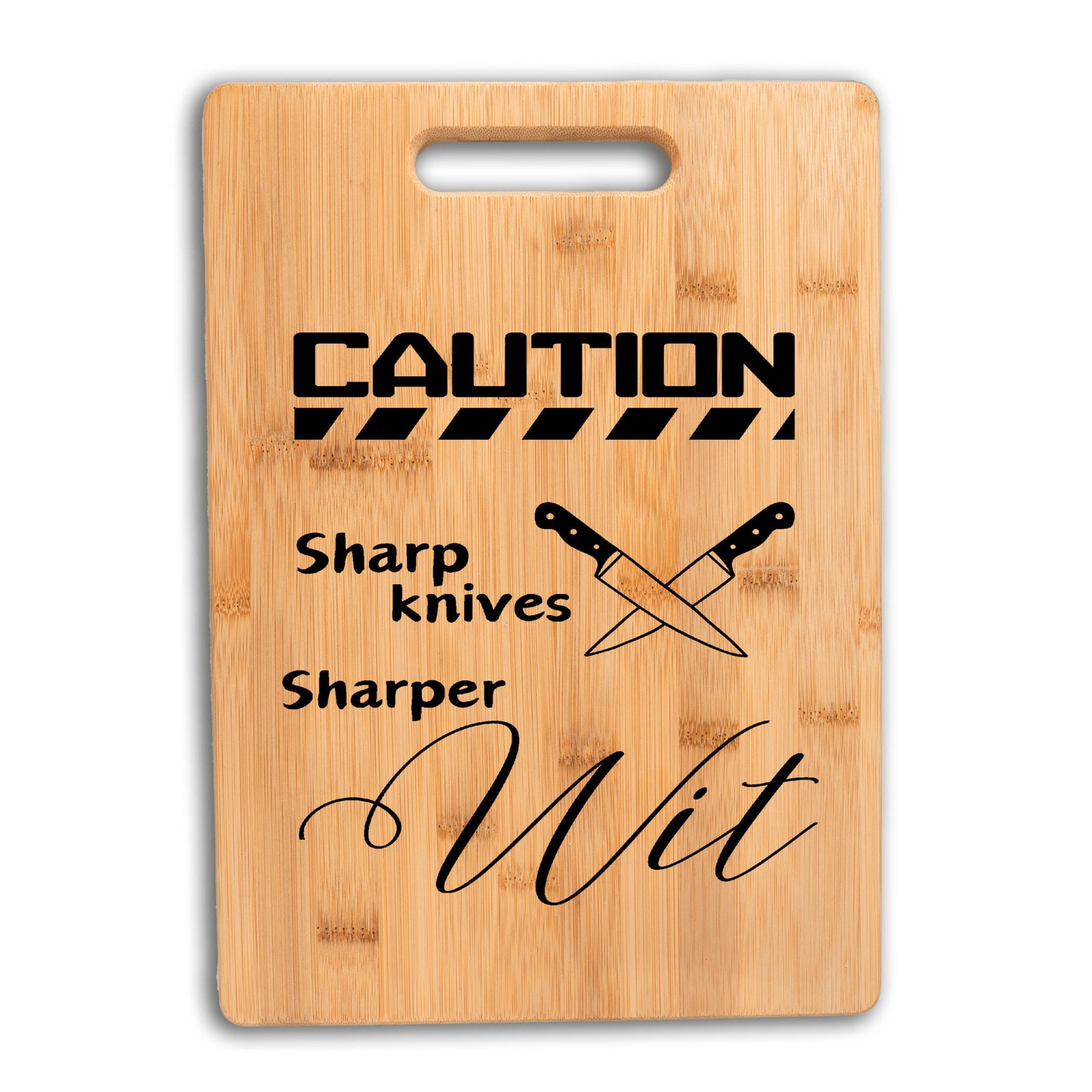 Bamboo cutting board, Sharp knives sharper wit, funny gift for cook, funny gift for baker