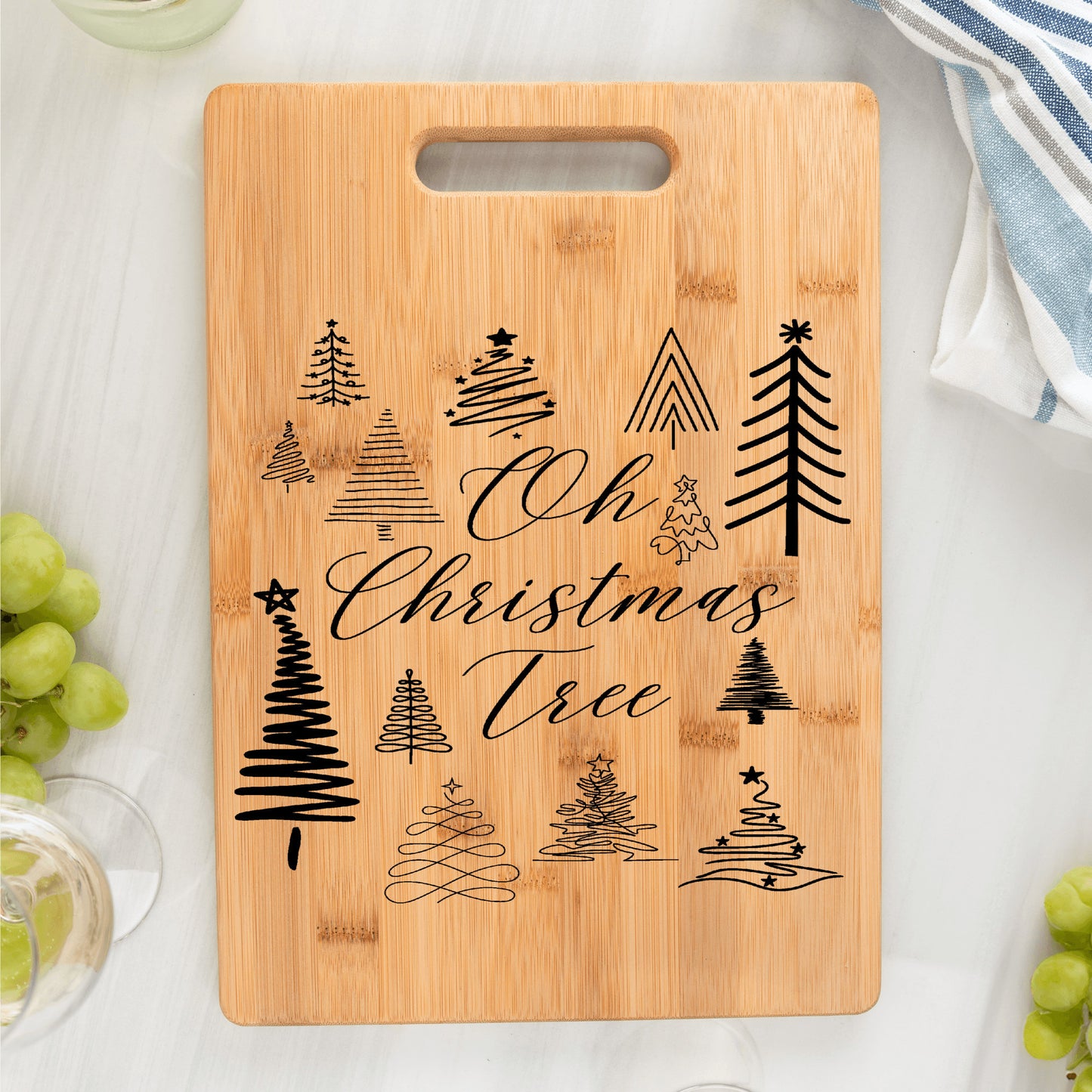 Oh Christmas Tree bamboo cutting board, bread board, Christmas gift for cook, kitchen cutting board