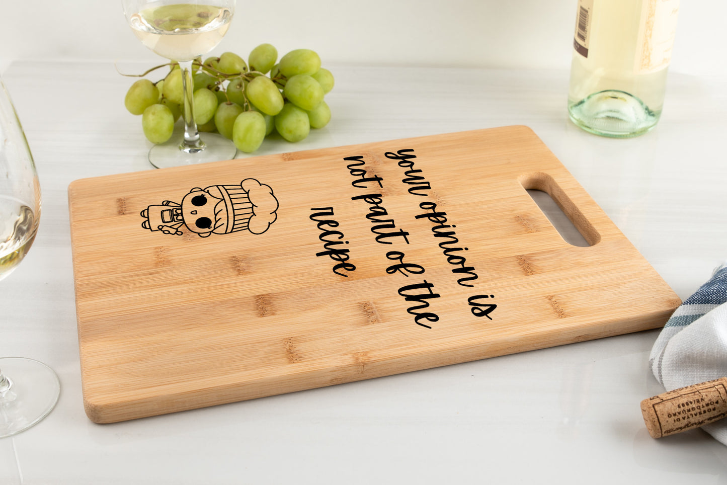 Your opinion is not part of the recipe cutting board, funny kitchen gift, funny bamboo cutting board, bread board