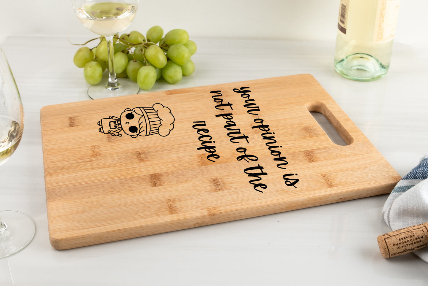 Your opinion is not part of the recipe cutting board, funny kitchen gift, funny bamboo cutting board, bread board