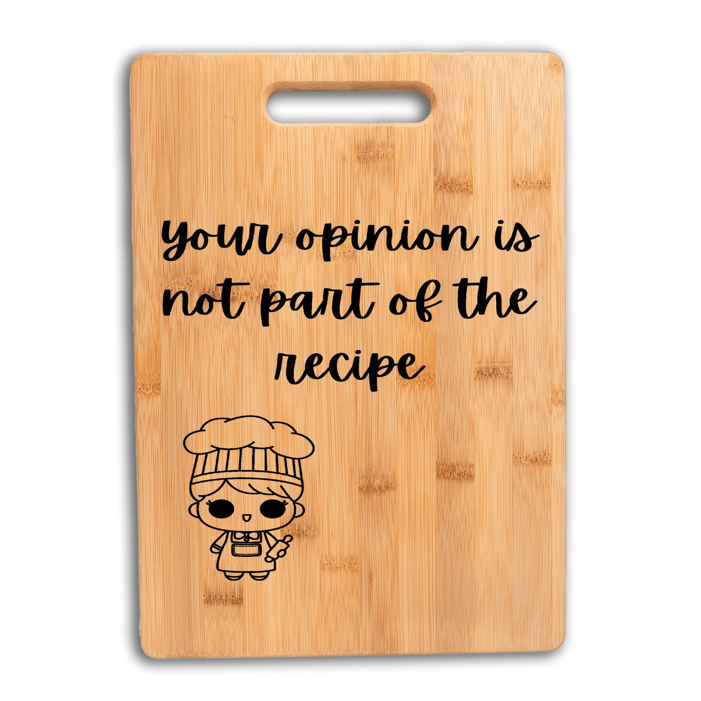 Your opinion is not part of the recipe cutting board, funny kitchen gift, funny bamboo cutting board, bread board