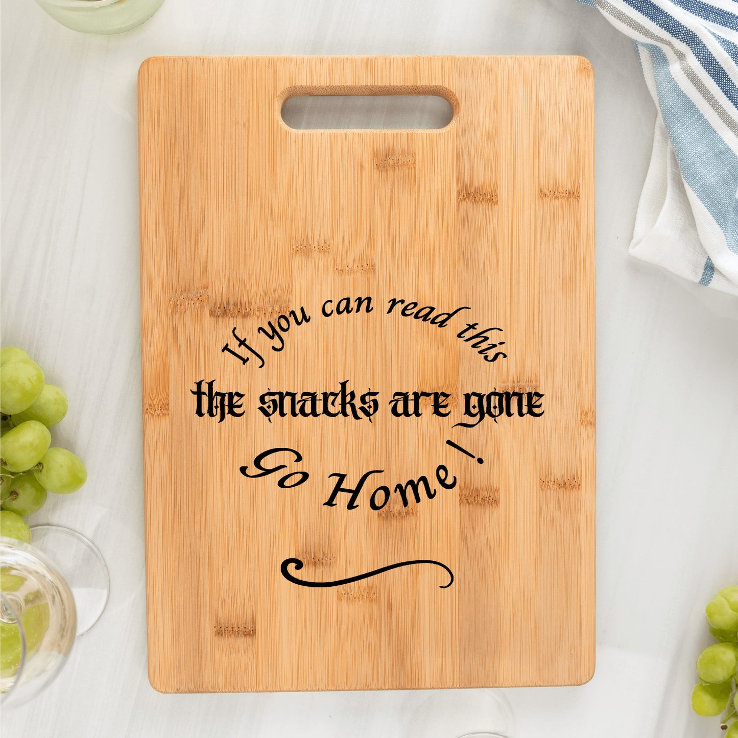 If you can read this go home bamboo cutting board kitchen gift funny