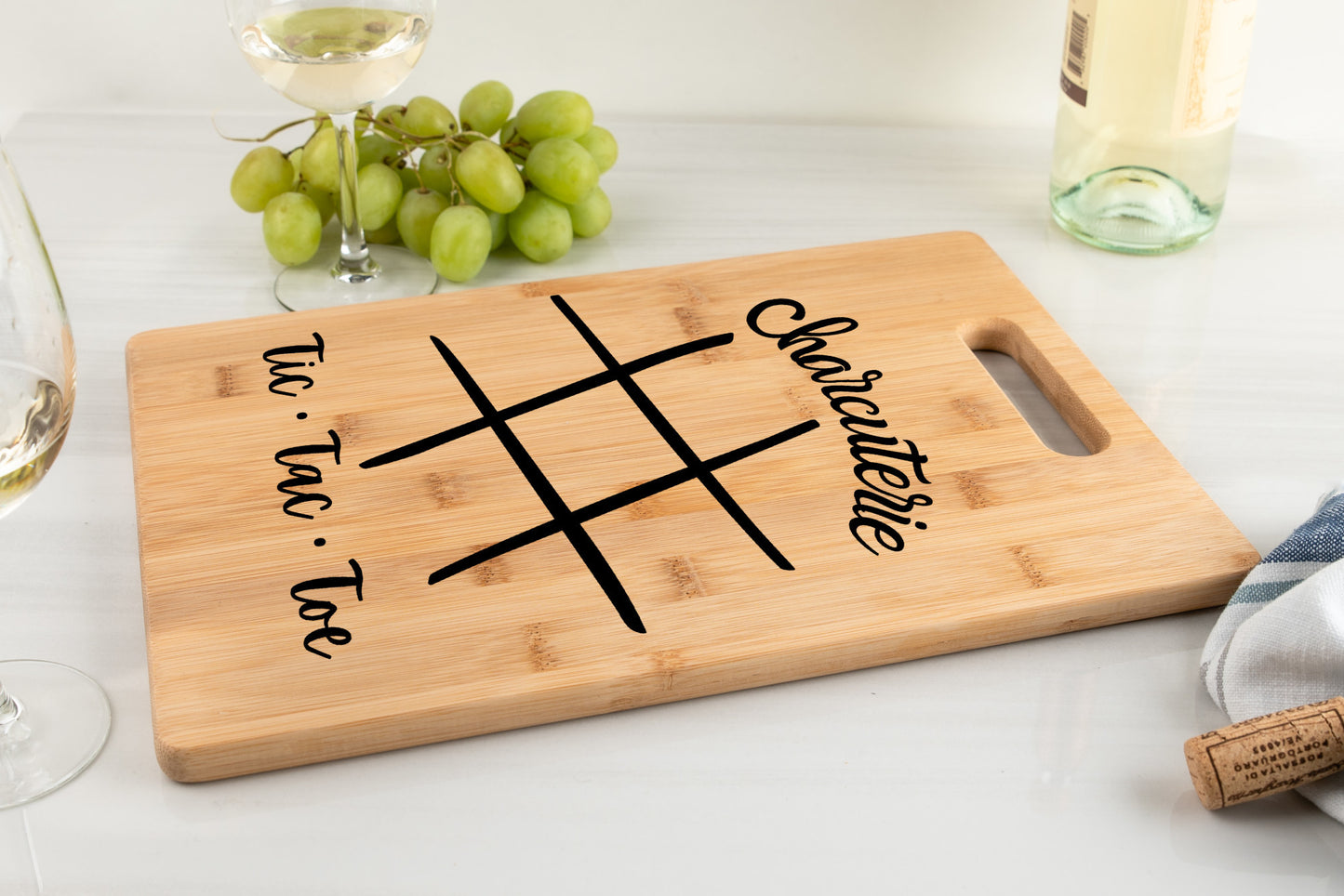 Charcuterie board tic tac toe funny bamboo cutting board gift for kitchen